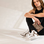 Baskets montantes Maria cuir blanc et doré - Coralie Masson créatrice française de chaussures 