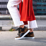 Baskets montantes Maria cuir noir & bronze