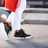 Baskets montantes Maria cuir noir & bronze