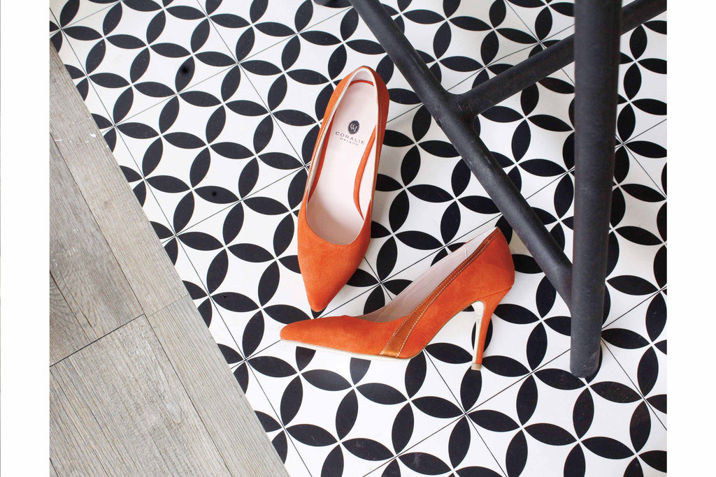 Escarpins Gigi Orange et Galaxy - Coralie Masson créatrice française de chaussures 