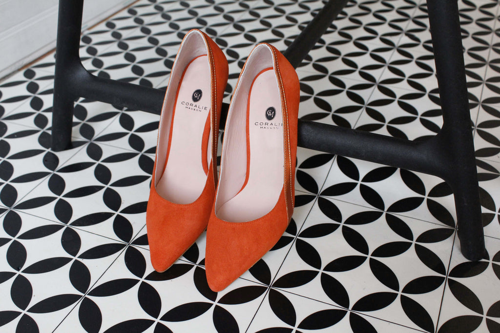 Escarpins Gigi Orange et Galaxy - Coralie Masson créatrice française de chaussures 