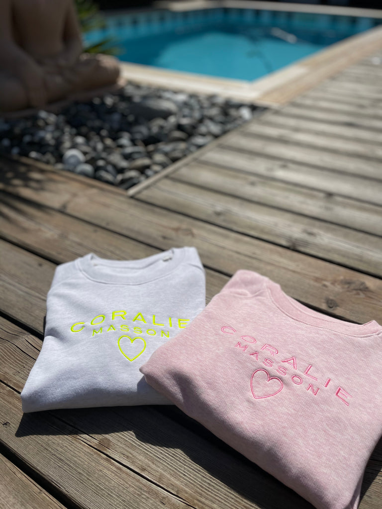 Sweat-shirt Guigui rose chiné - Coralie Masson créatrice française de chaussures 