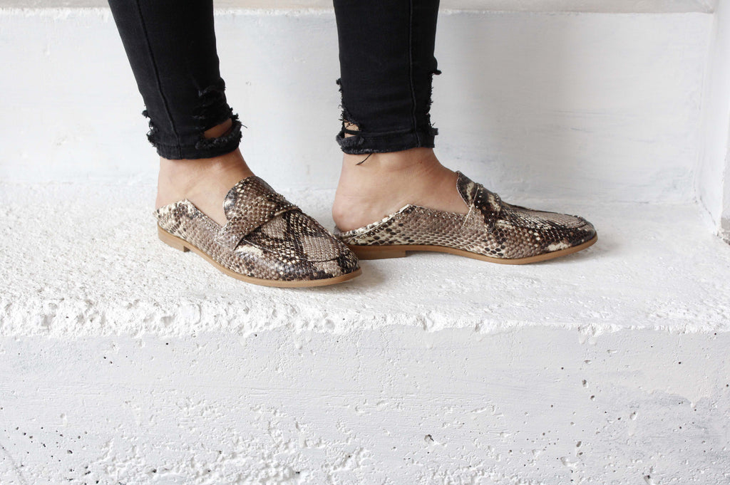 Mocassins JC Python Clair - Coralie Masson créatrice française de chaussures 