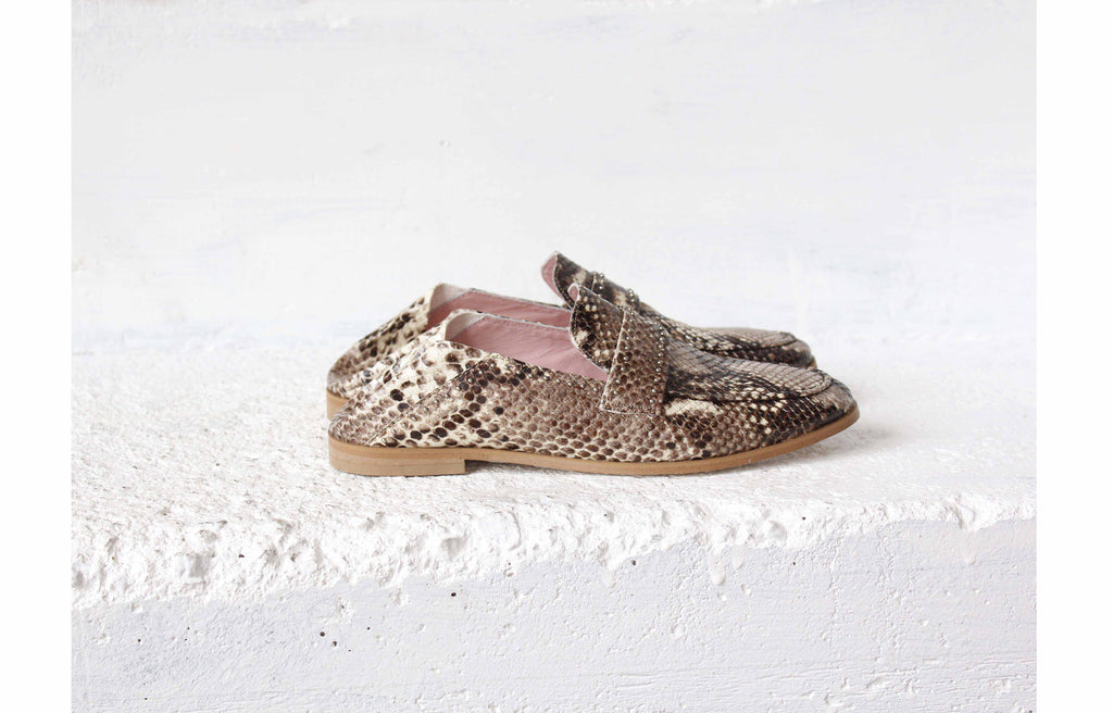 Mocassins JC Python Clair - Coralie Masson créatrice française de chaussures 
