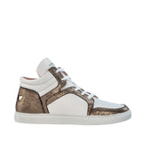 Baskets montantes Maria cuir blanc et doré - Coralie Masson créatrice française de chaussures 