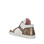 Baskets montantes Maria cuir blanc et doré - Coralie Masson créatrice française de chaussures 