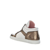 Baskets montantes Maria cuir blanc et doré - Coralie Masson créatrice française de chaussures 