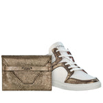 Baskets montantes Maria cuir blanc et doré - Coralie Masson créatrice française de chaussures 