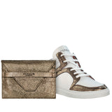 Baskets montantes Maria cuir blanc et doré - Coralie Masson créatrice française de chaussures 