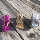 Ceinture Mila en cuir doré tressé