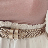 Ceinture Mila en cuir doré tressé