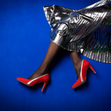 Escarpins Elody Rouge & Argent - Coralie Masson créatrice française de chaussures 
