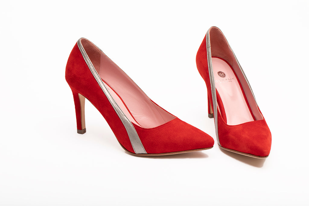 Escarpins Elody Rouge & Argent - Coralie Masson créatrice française de chaussures 
