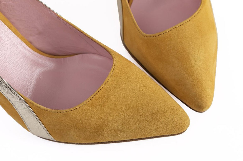 escarpins Gigi jaune et doré - Coralie Masson créatrice française de chaussures 