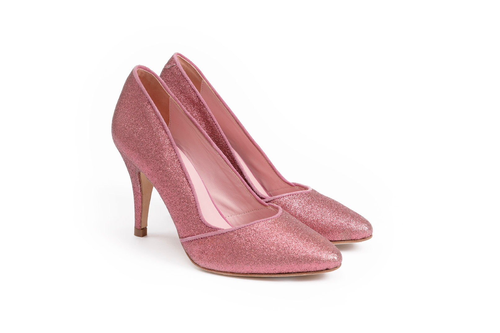 Escarpins Coco glitter rose - Coralie Masson créatrice française de chaussures 