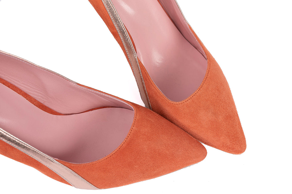 Escarpins Gigi terracotta et rose gold - Coralie Masson créatrice française de chaussures 