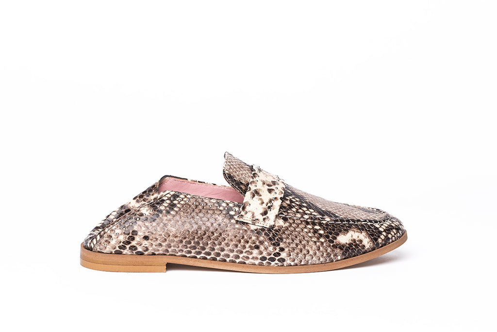 Mocassins JC Python Clair - Coralie Masson créatrice française de chaussures 