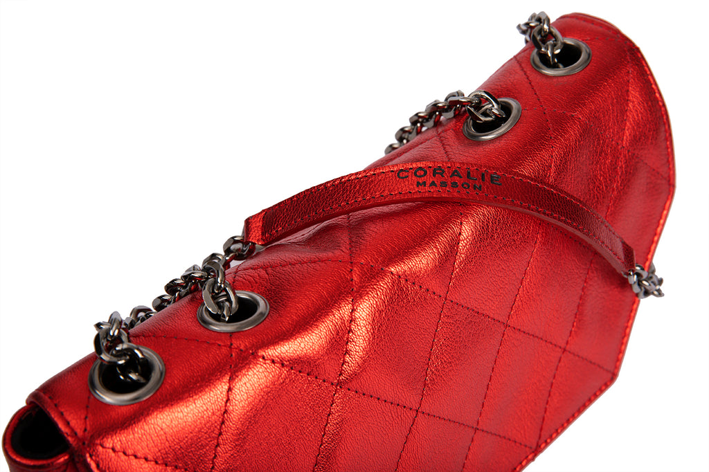 Sac à Main Ambre Rouge Métallisé - Coralie Masson créatrice française de chaussures 