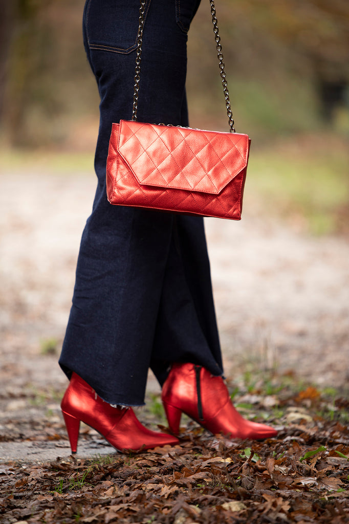 Sac à Main Ambre Rouge Métallisé - Coralie Masson créatrice française de chaussures 