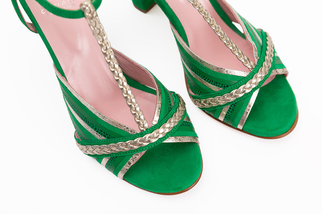 Sandales Jen Vert et Doré - Coralie Masson créatrice française de chaussures 
