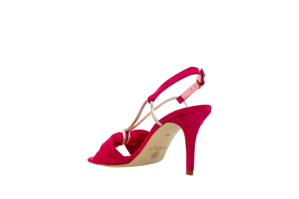 Sandales Jane rose fuchsia et or - Coralie Masson créatrice française de chaussures 