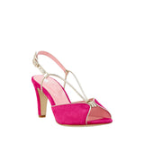 Sandales Lolotte rose fuchsia & or - Coralie Masson créatrice française de chaussures 
