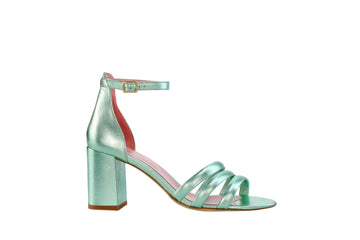 Sandales June mint métallisé - Coralie Masson créatrice française de chaussures 