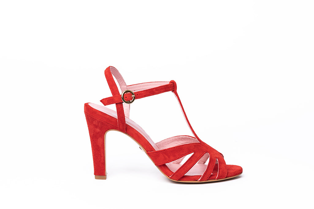 Sandales July rouge - Coralie Masson créatrice française de chaussures 