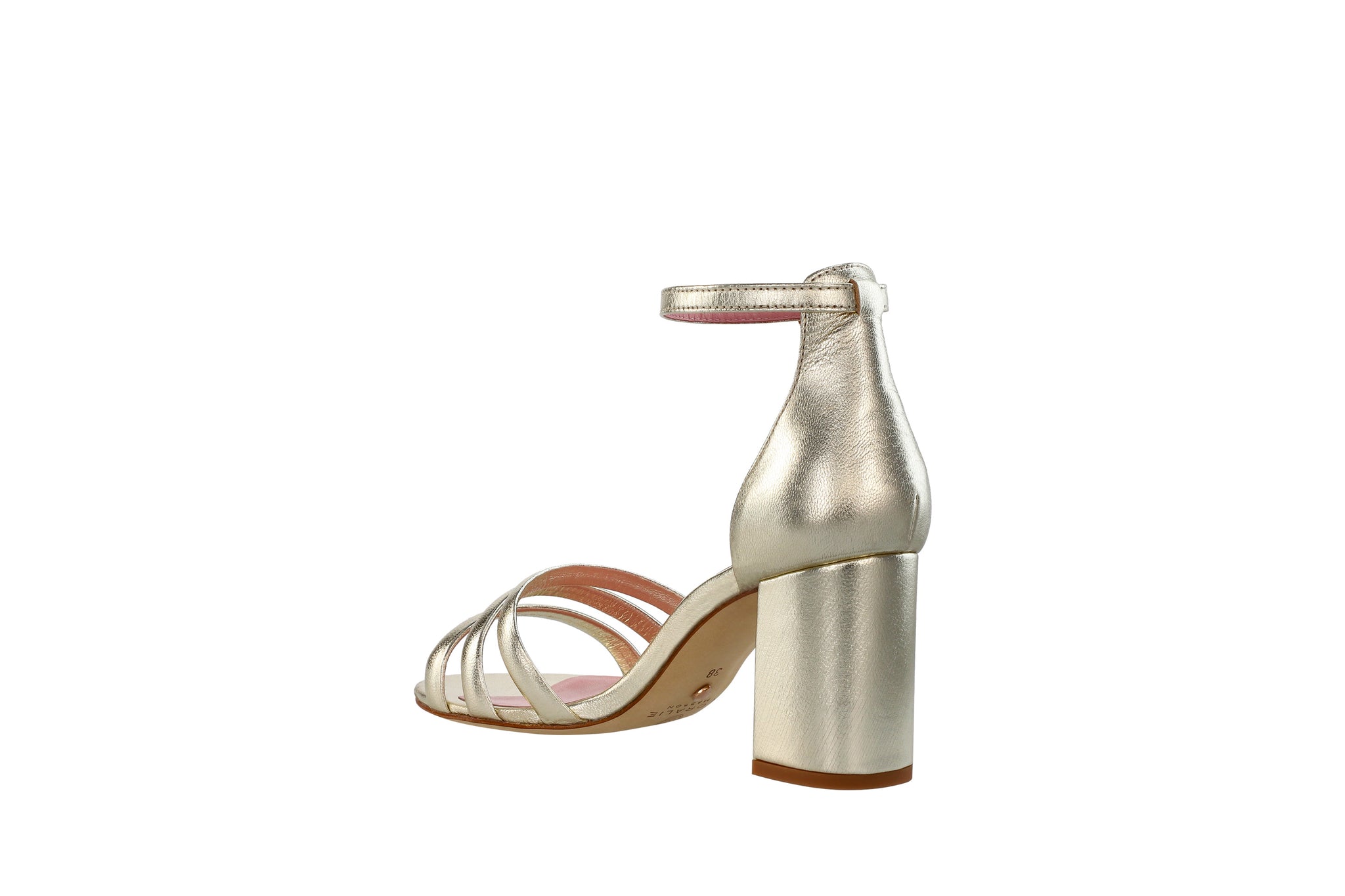 Sandales dorees a talons June cuir dore Coralie Masson