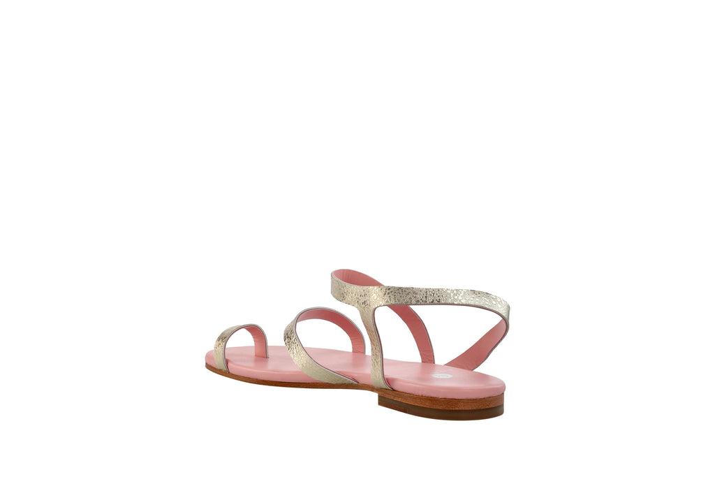 Sandales plates dorées Lola - Coralie Masson créatrice française de chaussures 