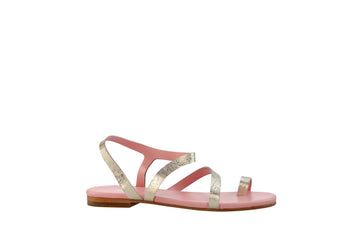 Sandales plates dorées Lola - Coralie Masson créatrice française de chaussures 