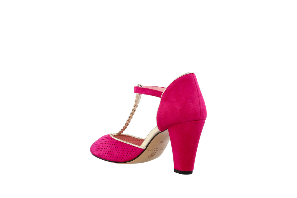 Salomés Satanas II Rose Fuchsia & Or - Coralie Masson créatrice française de chaussures 
