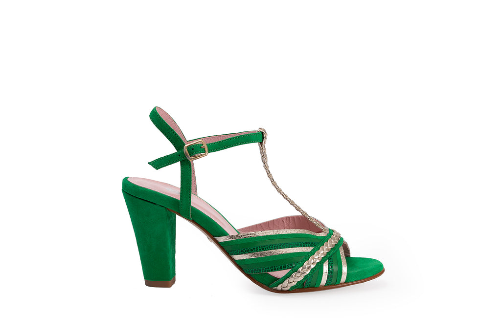 Sandales Jen Vert et Doré - Coralie Masson créatrice française de chaussures 