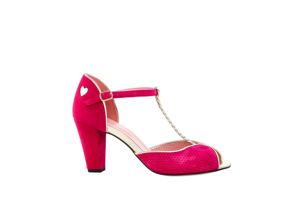 Salomés Satanas II Rose Fuchsia & Or - Coralie Masson créatrice française de chaussures 