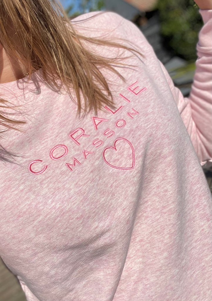 Sweat-shirt Guigui rose chiné - Coralie Masson créatrice française de chaussures 