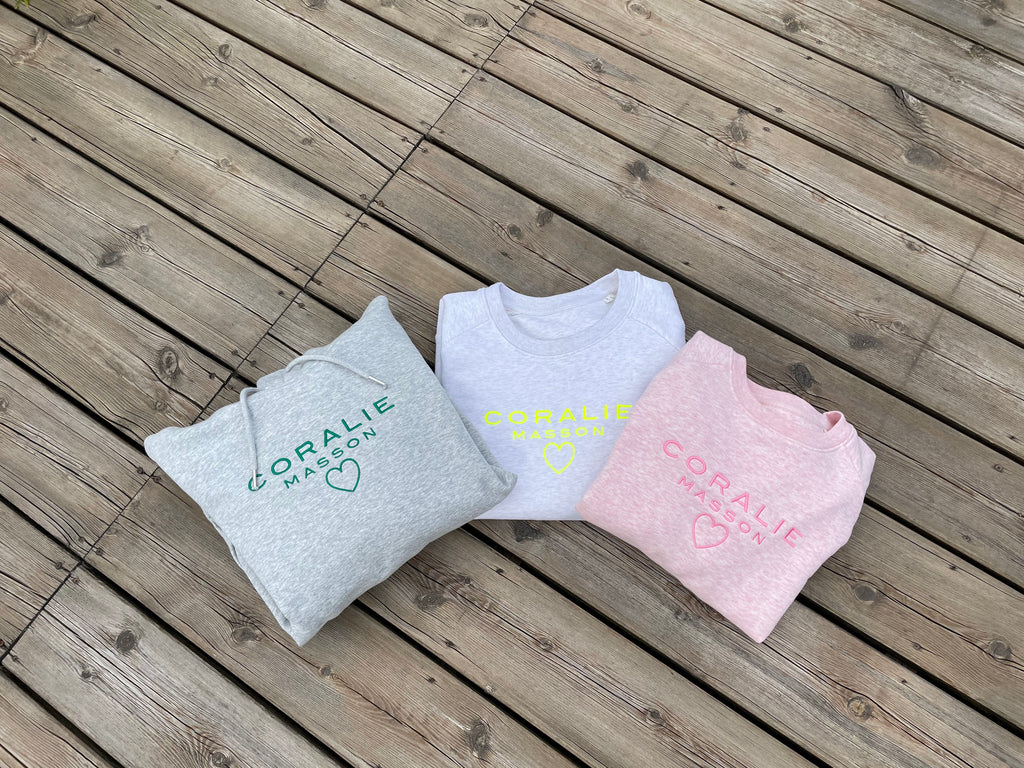 Sweat-shirt Guigui rose chiné - Coralie Masson créatrice française de chaussures 